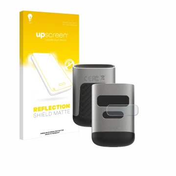 Parte frontale di una confezione del prodotto con il logo del marchio upscreen. Accanto è raffigurato il dispositivo Opticon O