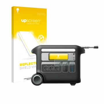 Parte frontale di una confezione del prodotto con il logo del marchio upscreen. Accanto è raffigurato il dispositivo Anker SOL