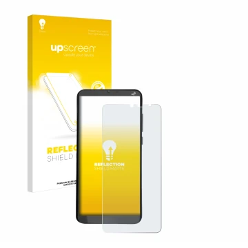 Parte frontale di una confezione del prodotto con il logo del marchio upscreen. Accanto è raffigurato il dispositivo Brondi Am