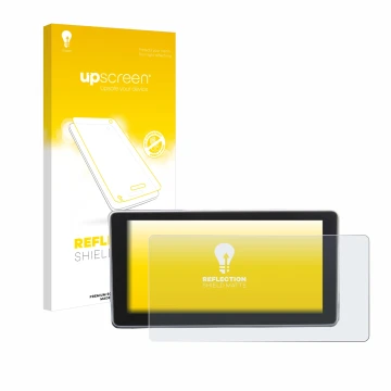 Parte frontale di una confezione del prodotto con il logo del marchio upscreen. Accanto è raffigurato il dispositivo Audi A4 B