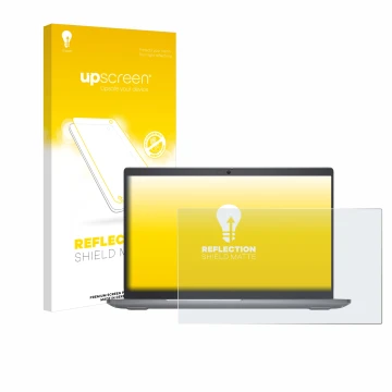 Parte frontale di una confezione del prodotto con il logo del marchio upscreen. Accanto è raffigurato il dispositivo Dell Lati