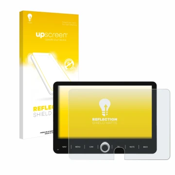 Parte frontale di una confezione del prodotto con il logo del marchio upscreen. Accanto è raffigurato il dispositivo Dynavin D