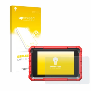 Parte frontale di una confezione del prodotto con il logo del marchio upscreen. Accanto è raffigurato il dispositivo Launch X-