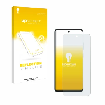 Parte frontale di una confezione del prodotto con il logo del marchio upscreen. Accanto è raffigurato il dispositivo Oppo A60 