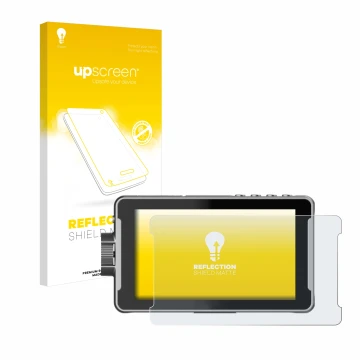 Parte frontale di una confezione del prodotto con il logo del marchio upscreen. Accanto è raffigurato il dispositivo Viltrox D