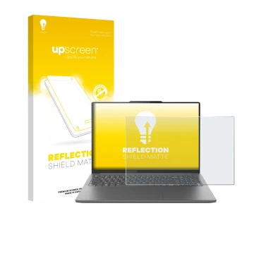 Parte frontale di una confezione del prodotto con il logo del marchio upscreen. Accanto è raffigurato il dispositivo Lenovo Yo