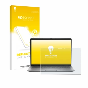 Parte frontale di una confezione del prodotto con il logo del marchio upscreen. Accanto è raffigurato il dispositivo Dell Lati