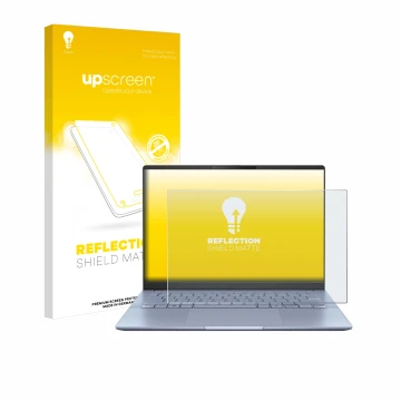Parte frontale di una confezione del prodotto con il logo del marchio upscreen. Accanto è raffigurato il dispositivo ASUS Vivo