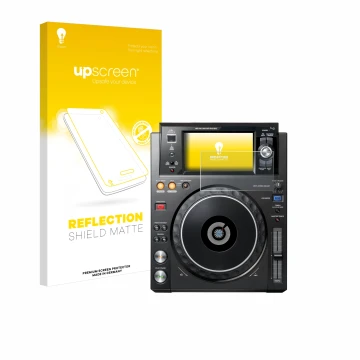 Parte frontale di una confezione del prodotto con il logo del marchio upscreen. Accanto è raffigurato il dispositivo Pioneer X