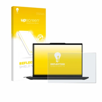 Parte frontale di una confezione del prodotto con il logo del marchio upscreen. Accanto è raffigurato il dispositivo Lenovo Th