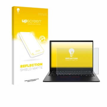 Parte frontale di una confezione del prodotto con il logo del marchio upscreen. Accanto è raffigurato il dispositivo Lenovo Th