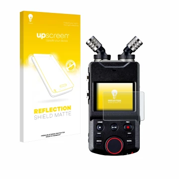 Parte frontale di una confezione del prodotto con il logo del marchio upscreen. Accanto è raffigurato il dispositivo Tascam Po