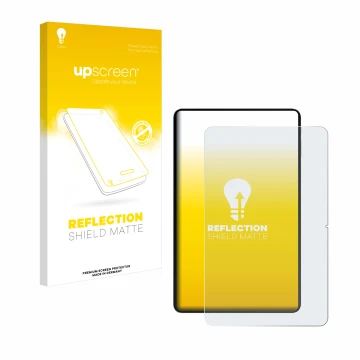 Parte frontale di una confezione del prodotto con il logo del marchio upscreen. Accanto è raffigurato il dispositivo Oukitel O