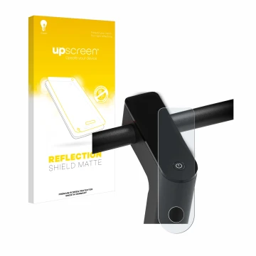 Parte frontale di una confezione del prodotto con il logo del marchio upscreen. Accanto è raffigurato il dispositivo Xiaomi Mi