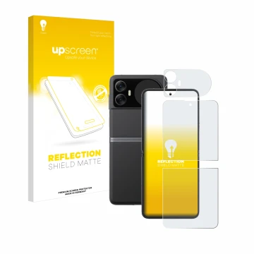 Parte frontale di una confezione del prodotto con il logo del marchio upscreen. Accanto è raffigurato il dispositivo Blackview