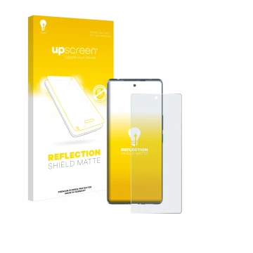 Parte frontale di una confezione del prodotto con il logo del marchio upscreen. Accanto è raffigurato il dispositivo HTC U24 P