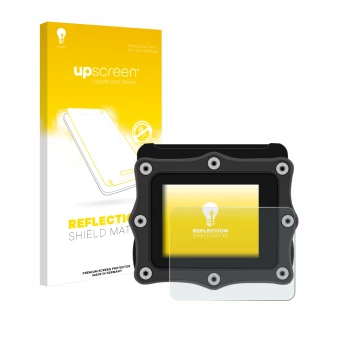 Parte frontale di una confezione del prodotto con il logo del marchio upscreen. Accanto è raffigurato il dispositivo Shearwate
