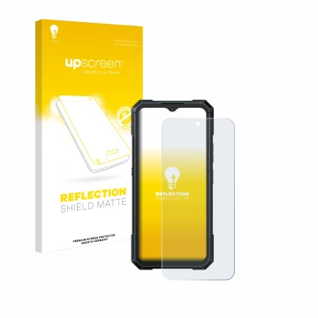 Parte frontale di una confezione del prodotto con il logo del marchio upscreen. Accanto è raffigurato il dispositivo Cubot Kin