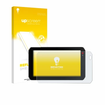 Parte frontale di una confezione del prodotto con il logo del marchio upscreen. Accanto è raffigurato il dispositivo Chigee AI