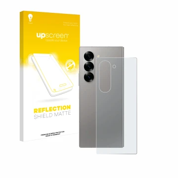 Parte frontale di una confezione del prodotto con il logo del marchio upscreen. Accanto è raffigurato il dispositivo Samsung G