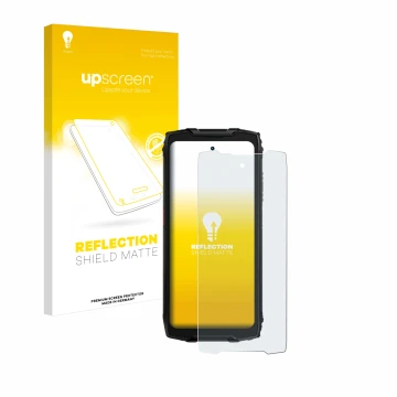 Parte frontale di una confezione del prodotto con il logo del marchio upscreen. Accanto è raffigurato il dispositivo Blackview