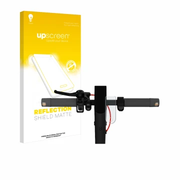 Parte frontale di una confezione del prodotto con il logo del marchio upscreen. Accanto è raffigurato il dispositivo Xiaomi Mi