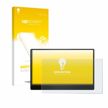 Parte frontale di una confezione del prodotto con il logo del marchio upscreen. Accanto è raffigurato il dispositivo MSI Pro M