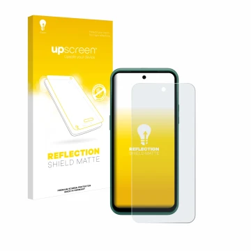 Parte frontale di una confezione del prodotto con il logo del marchio upscreen. Accanto è raffigurato il dispositivo Nokia XR2