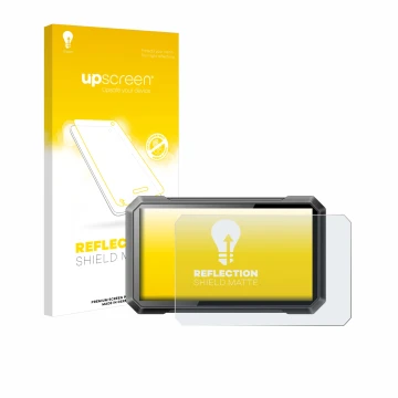 Parte frontale di una confezione del prodotto con il logo del marchio upscreen. Accanto è raffigurato il dispositivo Ricoel Mo