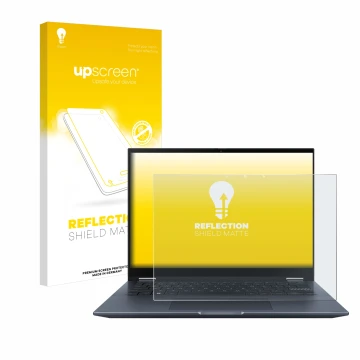 Parte frontale di una confezione del prodotto con il logo del marchio upscreen. Accanto è raffigurato il dispositivo ASUS Vivo