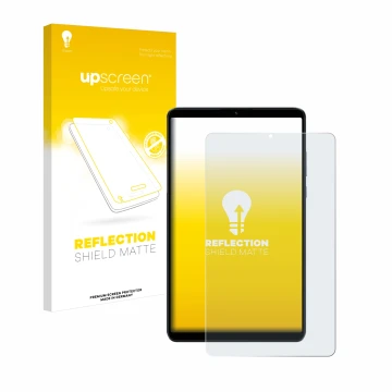 Parte frontale di una confezione del prodotto con il logo del marchio upscreen. Accanto è raffigurato il dispositivo Xiaomi Re