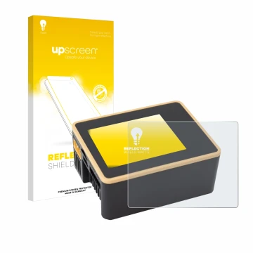 Parte frontale di una confezione del prodotto con il logo del marchio upscreen. Accanto è raffigurato il dispositivo Junsi iCh