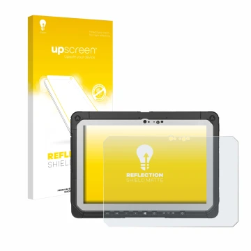 Parte frontale di una confezione del prodotto con il logo del marchio upscreen. Accanto è raffigurato il dispositivo Panasonic