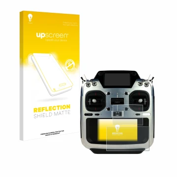 Parte frontale di una confezione del prodotto con il logo del marchio upscreen. Accanto è raffigurato il dispositivo Futaba T2