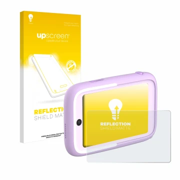 Parte frontale di una confezione del prodotto con il logo del marchio upscreen. Accanto è raffigurato il dispositivo Myfirst C