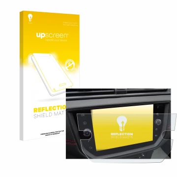 Parte frontale di una confezione del prodotto con il logo del marchio upscreen. Accanto è raffigurato il dispositivo Seat Aron