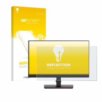 Parte frontale di una confezione del prodotto con il logo del marchio upscreen. Accanto è raffigurato il dispositivo Lenovo Th