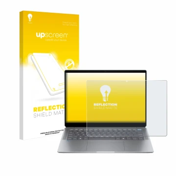 Parte frontale di una confezione del prodotto con il logo del marchio upscreen. Accanto è raffigurato il dispositivo HP OmniBo