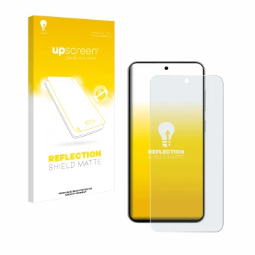 Parte frontale di una confezione del prodotto con il logo del marchio upscreen. Accanto è raffigurato il dispositivo Samsung G