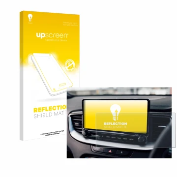 Parte frontale di una confezione del prodotto con il logo del marchio upscreen. Accanto è raffigurato il dispositivo Kia XCeed