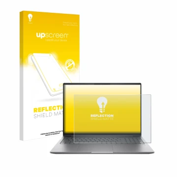 Parte frontale di una confezione del prodotto con il logo del marchio upscreen. Accanto è raffigurato il dispositivo HP ZBook 