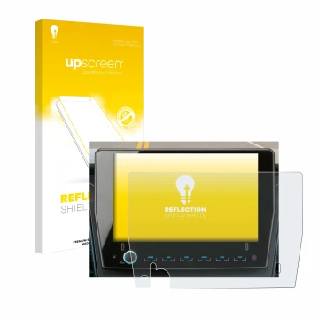 Parte frontale di una confezione del prodotto con il logo del marchio upscreen. Accanto è raffigurato il dispositivo Xzent F-2