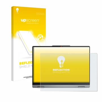 Parte frontale di una confezione del prodotto con il logo del marchio upscreen. Accanto è raffigurato il dispositivo Lenovo Id