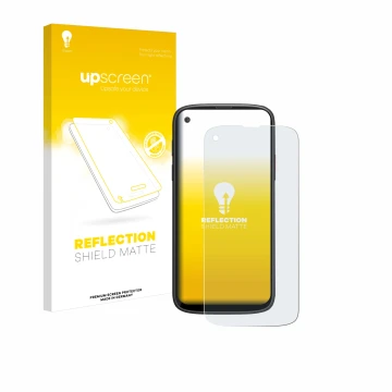 Parte frontale di una confezione del prodotto con il logo del marchio upscreen. Accanto è raffigurato il dispositivo Unihertz 