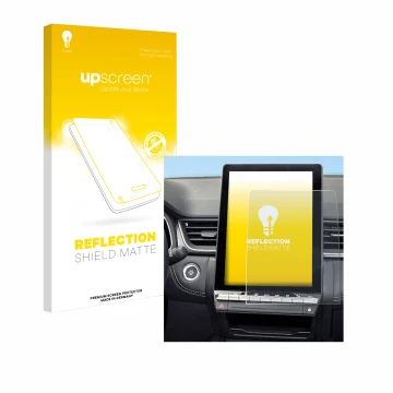 Parte frontale di una confezione del prodotto con il logo del marchio upscreen. Accanto è raffigurato il dispositivo Renault S