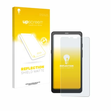 Parte frontale di una confezione del prodotto con il logo del marchio upscreen. Accanto è raffigurato il dispositivo Boox Palm