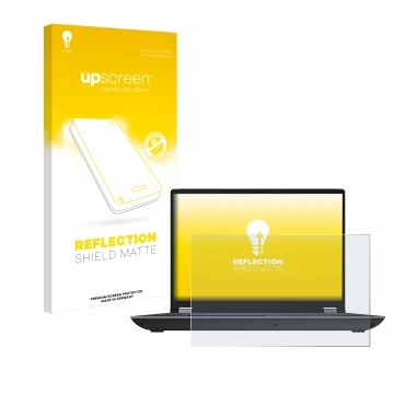 Parte frontale di una confezione del prodotto con il logo del marchio upscreen. Accanto è raffigurato il dispositivo Lenovo Th