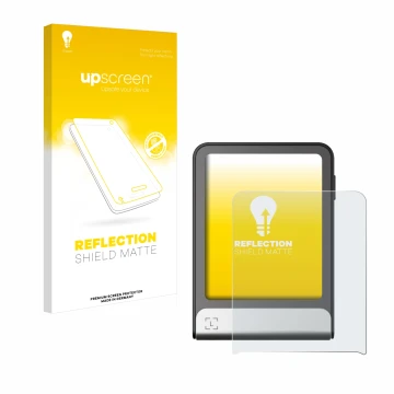 Parte frontale di una confezione del prodotto con il logo del marchio upscreen. Accanto è raffigurato il dispositivo Ledger Fl