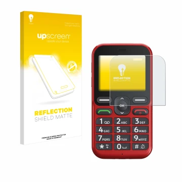 Parte frontale di una confezione del prodotto con il logo del marchio upscreen. Accanto è raffigurato il dispositivo Doro Leva