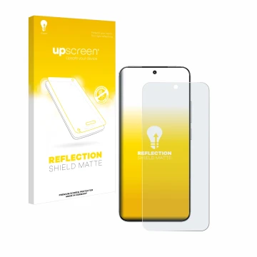 Parte frontale di una confezione del prodotto con il logo del marchio upscreen. Accanto è raffigurato il dispositivo Xiaomi 15